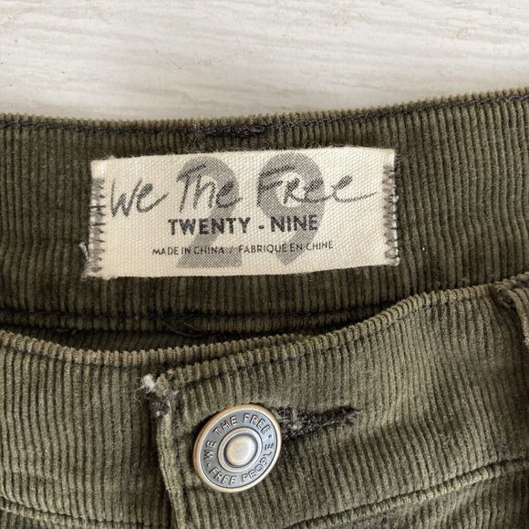 We The Free Womens Sz 29 Skinny Corduroy Button Fly Stretch Casual Pants Green - Picture 8 of 8